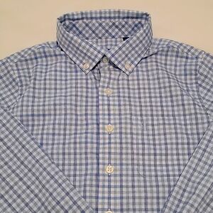 Boys Johnnie O performance dress shirt blue plaid size 12